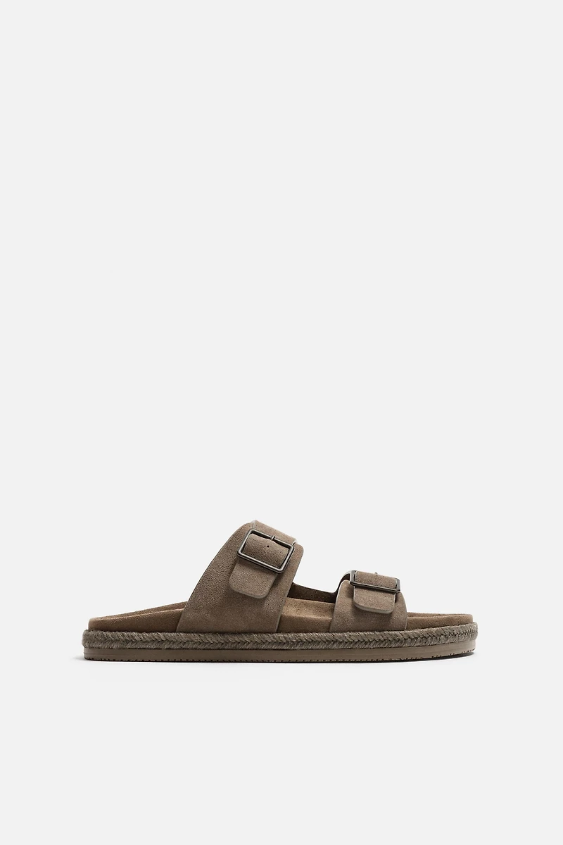 DOUBLE STRAP LEATHER SANDALS