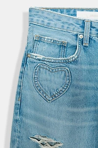 MID-RISE TRF BOYFRIEND JEANS WITH HEARTS