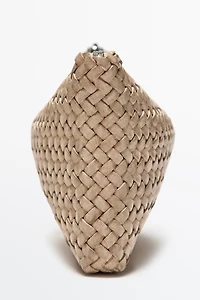 Sac pochette tressé en cuir nappa