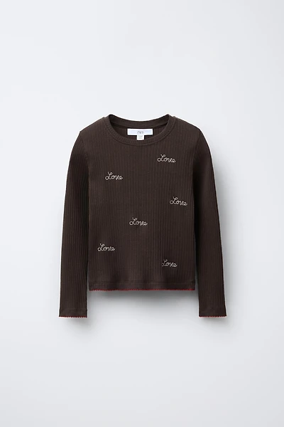 T-SHIRT CÔTELÉ BRODÉ