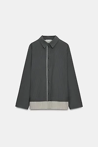 COMBINATION STRIPED VISCOSE BLEND SHIRT