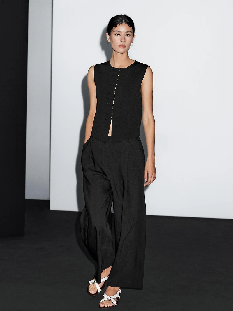 Knit waistcoat with button details