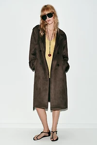 TRENCH LONG EFFET DAIM AVEC CEINTURE