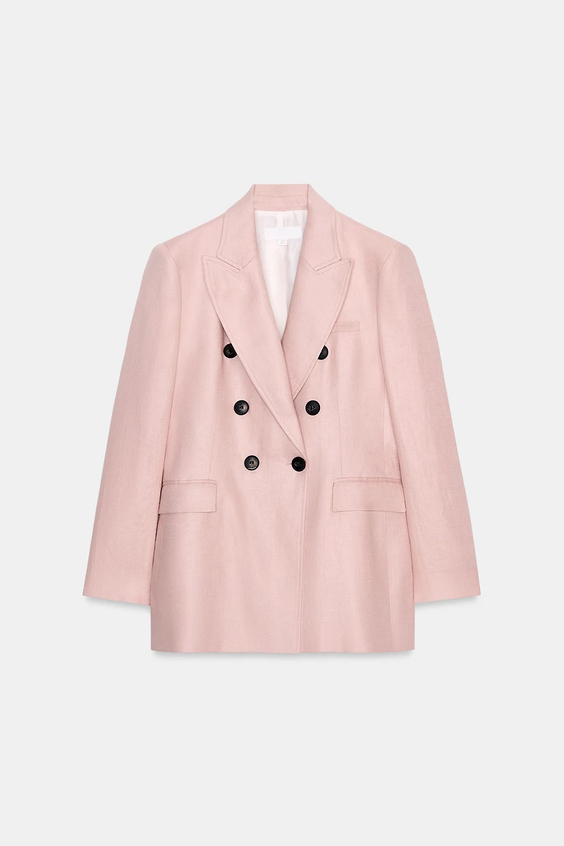 100% LINEN DOUBLE-BREASTED BLAZER