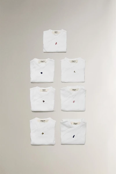 EMBROIDERED COTTON BODYSUIT SET (PACK OF 7)