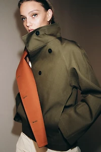 ZW COLLECTION SHORT HIGH-NECK TRENCH COAT