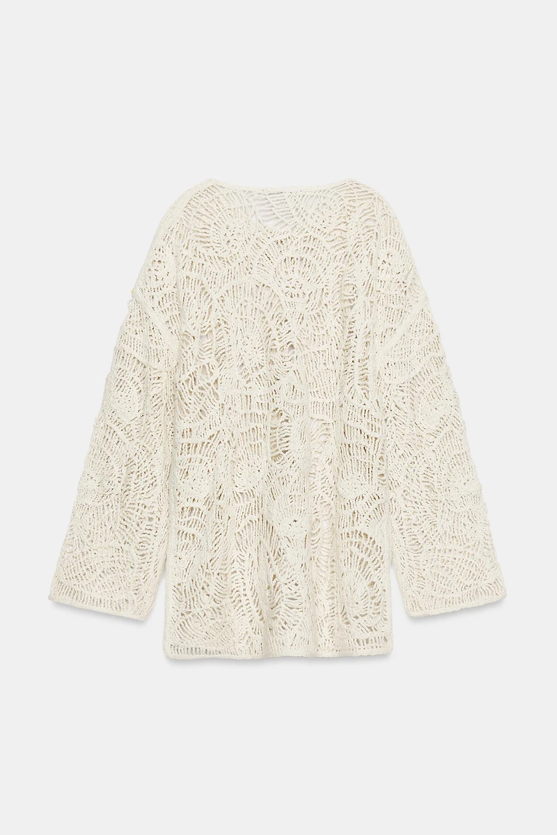 OPEN-KNIT TASSEL DRESS