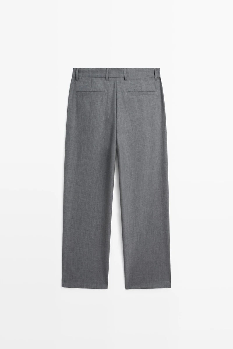Pantalon relaxed fit à pinces en laine froide
