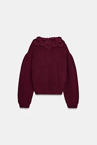 GILET EN MAILLE STRUCTURÉ À FLEURS