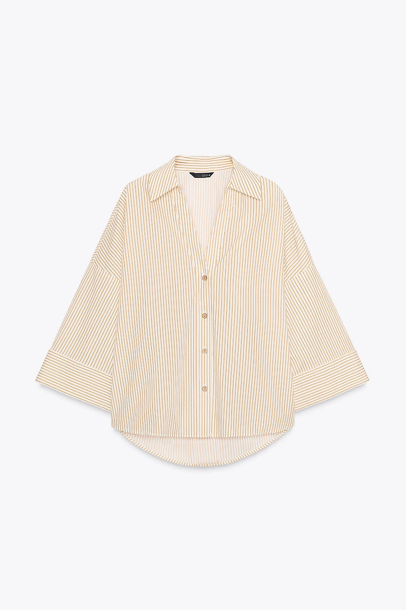 STRIPED POPLIN SHIRT WITH WIDE SLEEVES