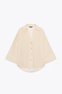 STRIPED POPLIN SHIRT WITH WIDE SLEEVES