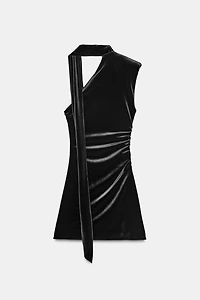 SHORT VELVET SCARF DRESS