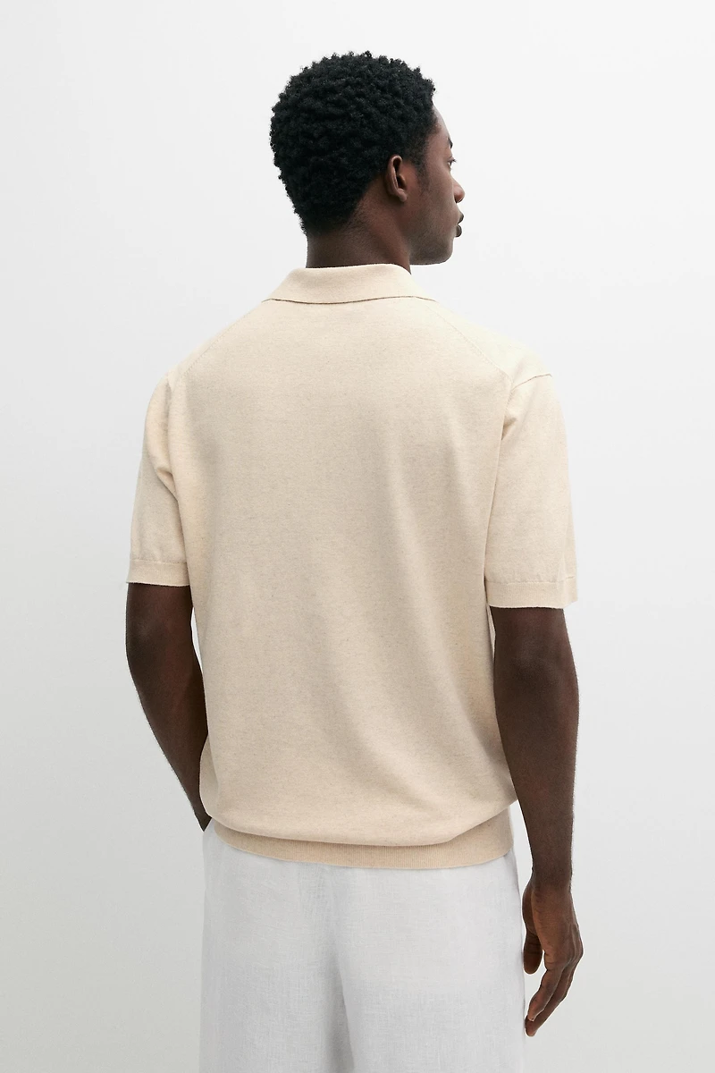 Cotton linen blend polo shirt