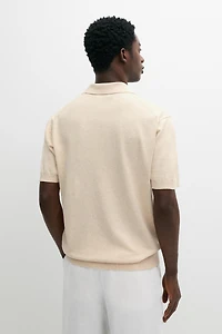 Cotton linen blend polo shirt