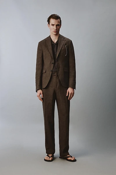 REGULAR FIT 100% LINEN SUIT PANTS