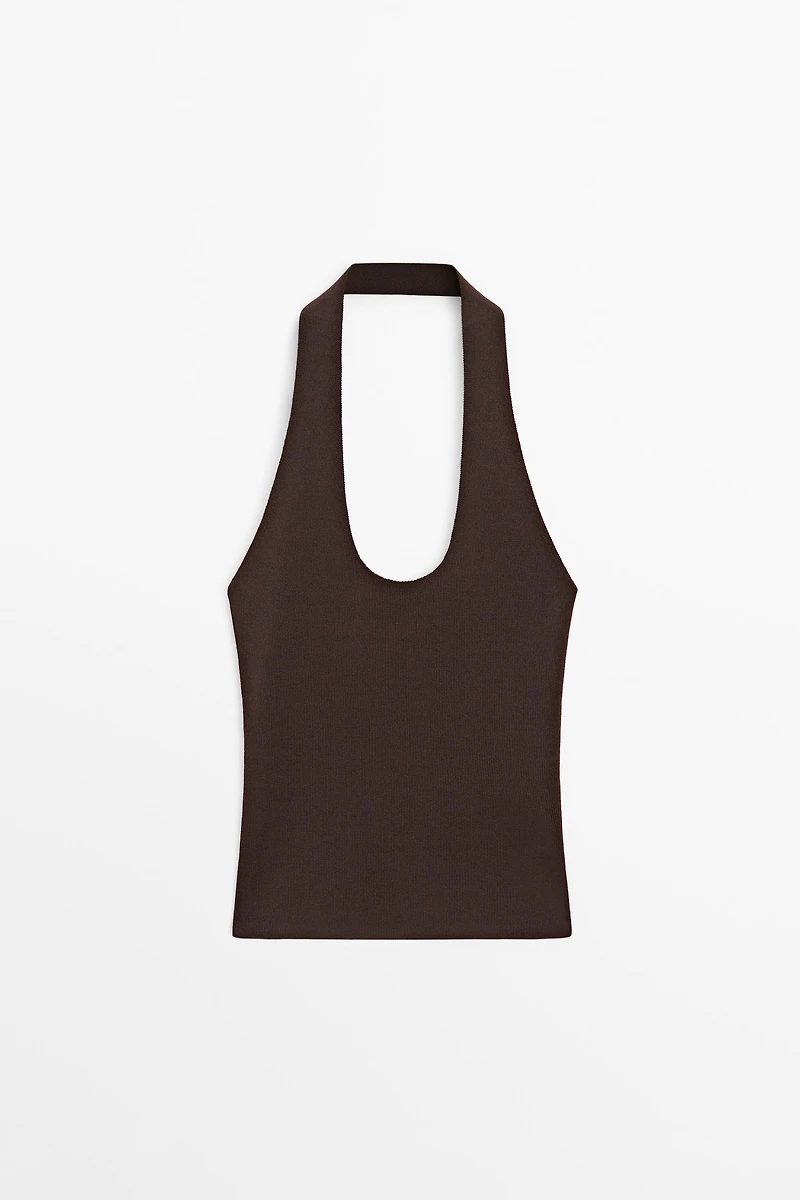 Fitted knit halter top