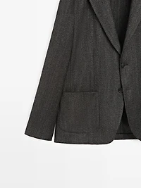 Herringbone wool blend blazer