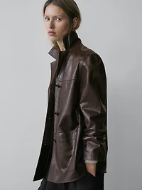 100% nappa leather blazer with buttons