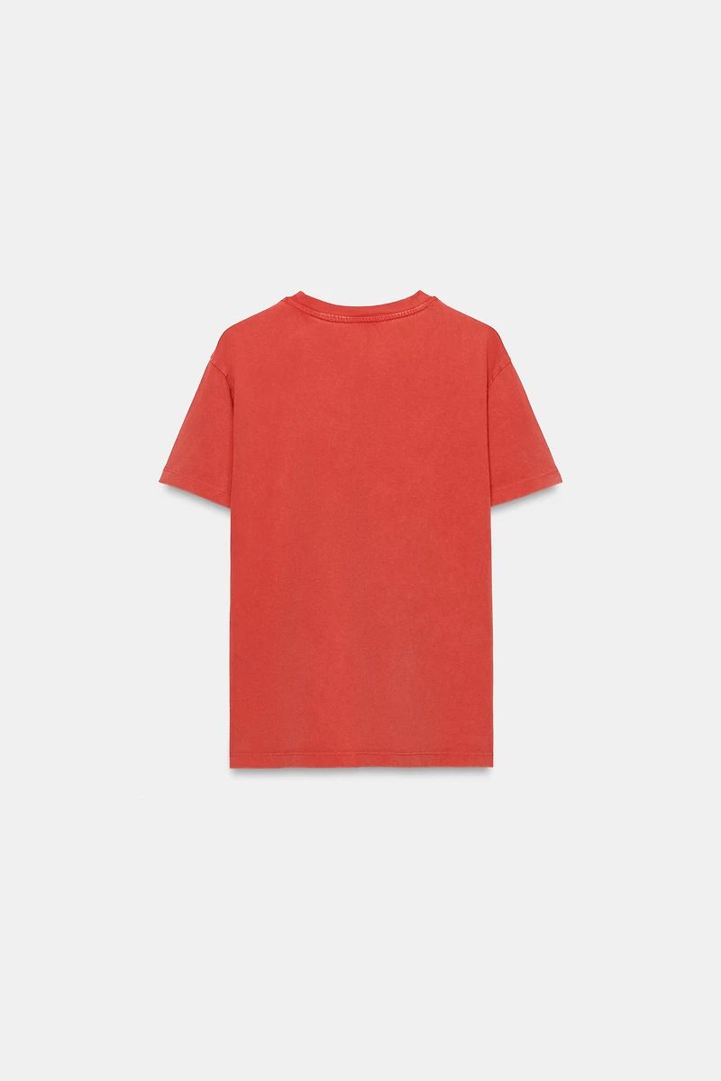 WASHED EFFECT TEXT T-SHIRT