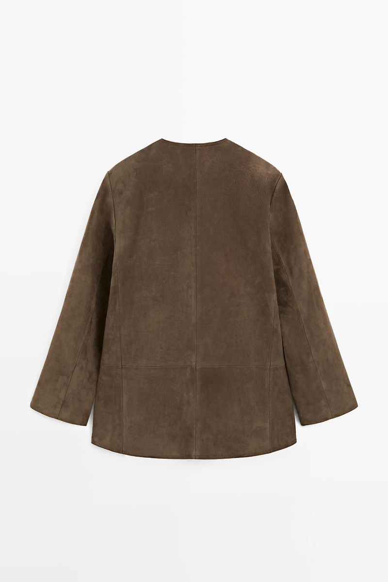 Blazer en cuir et daim