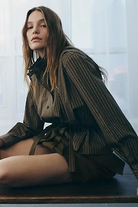 PLAID COTTON SHIRT WITH TIE ZW COLLECTION