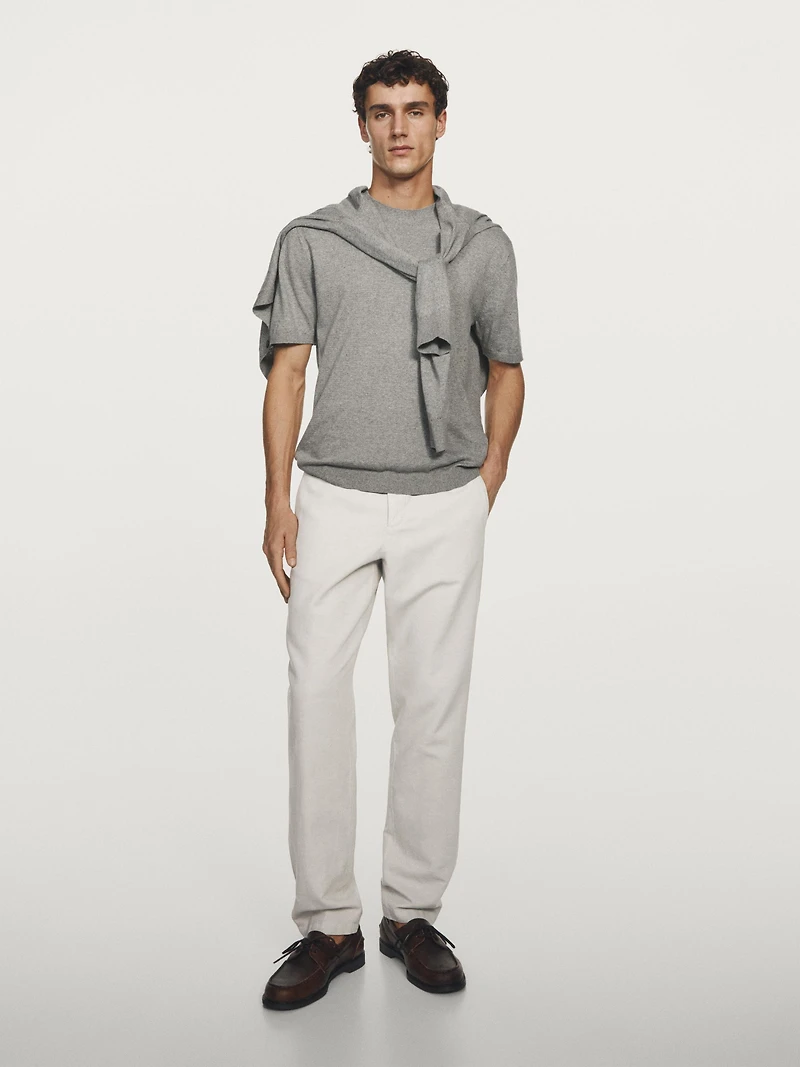 T-shirt en maille chinée à manches courtes