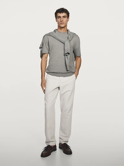 T-shirt en maille chinée à manches courtes