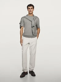 T-shirt en maille chinée à manches courtes