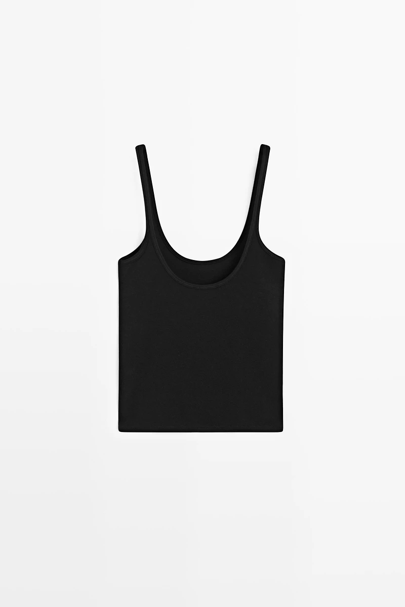 Strappy cotton blend top