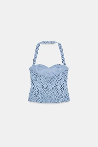 POLKA DOT ROUND NECK HALTER TOP