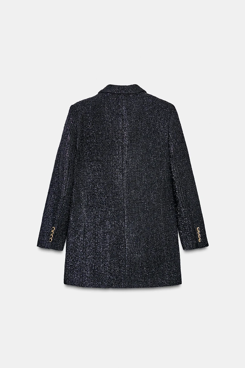 METALLIC THREAD DOUBLE BREASTED BLAZER