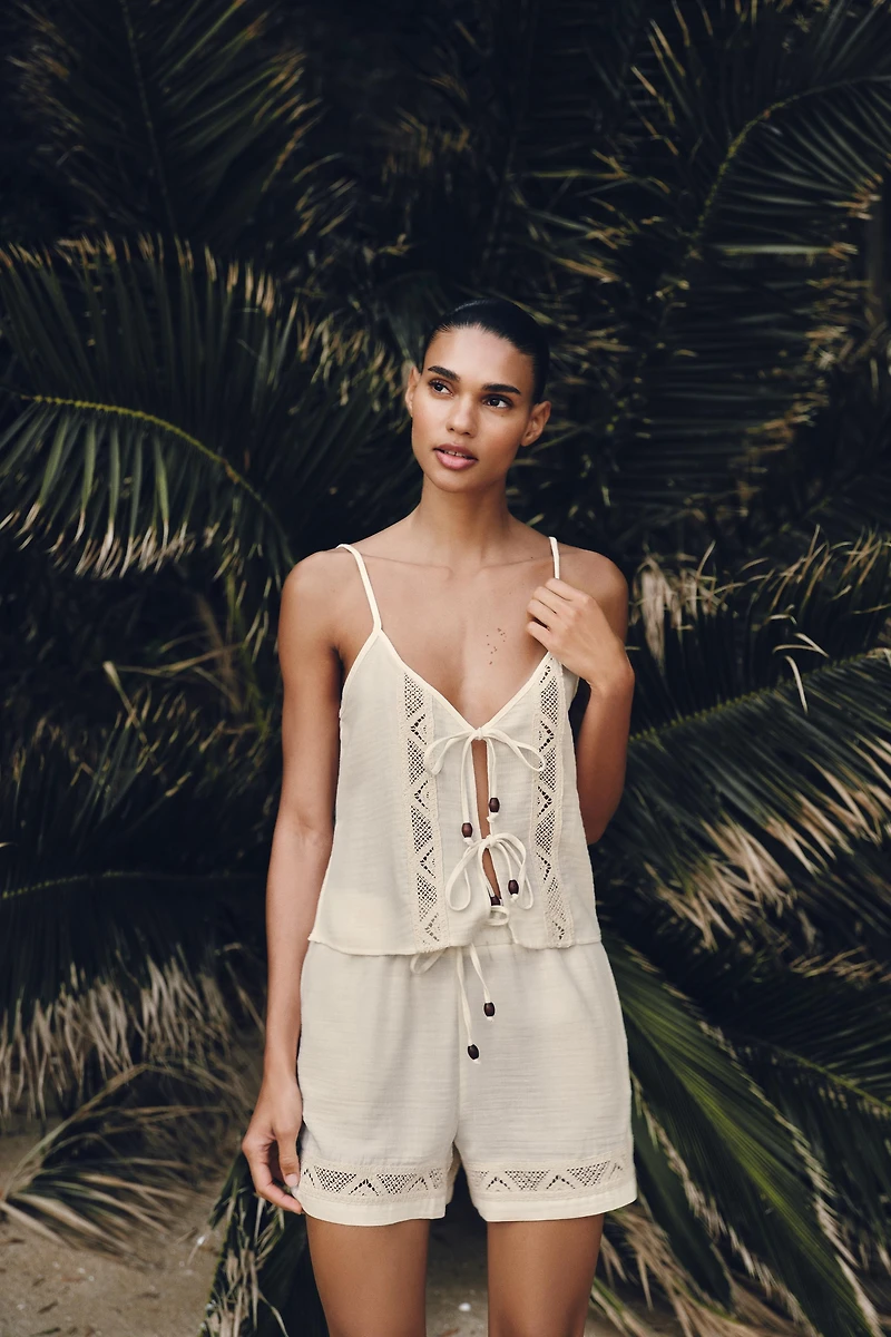 EMBROIDERED TIE TOP