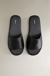 SATEEN FLATFORM SLIDER SLIPPERS