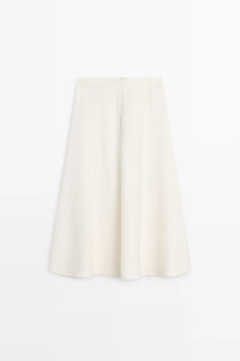 Flowing 100% linen midi skirt