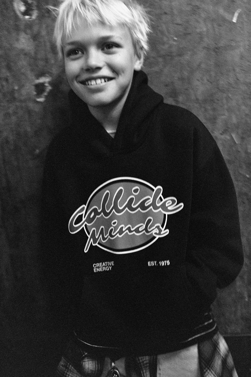 HOODED SWEATSHIRT WITH TEXT