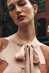 LACE COMBINATION BOW DRESS