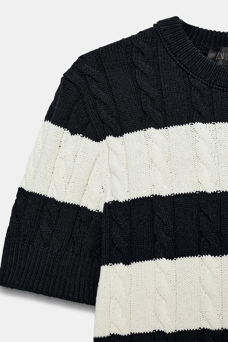 CABLE KNIT STRIPED JUMPER