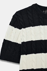 CABLE KNIT STRIPED JUMPER