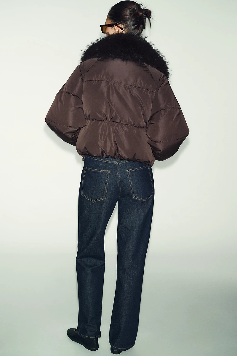 BLOUSON BOMBER MATELASSÉ À REVERS EFFET FOURRURE
