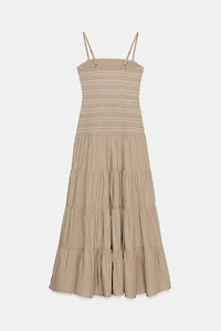 ROBE MI-LONGUE NID D'ABEILLE BRODÉE