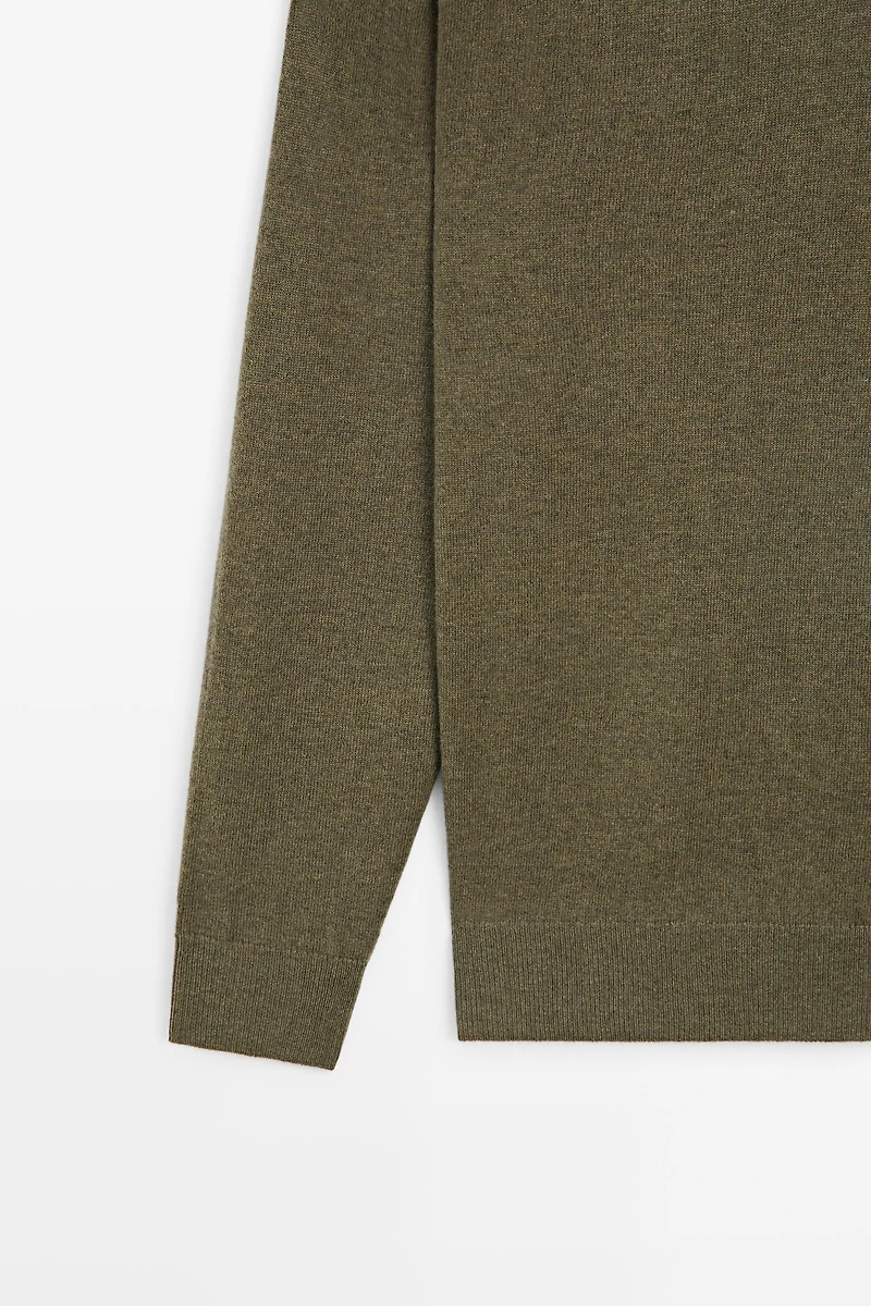Wool blend round neck knit sweater