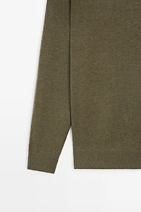 Wool blend round neck knit sweater