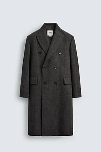 MANTEAU CROISÉ CHEVRON MÉLANGE LAINE ÉDITION LIMITÉE