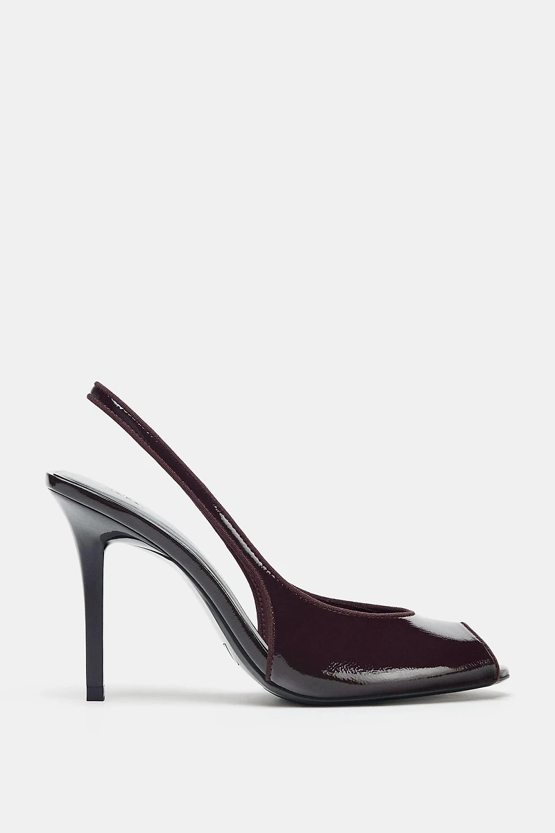 HEELED PATENT FINISH SANDALS