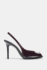 HEELED PATENT FINISH SANDALS