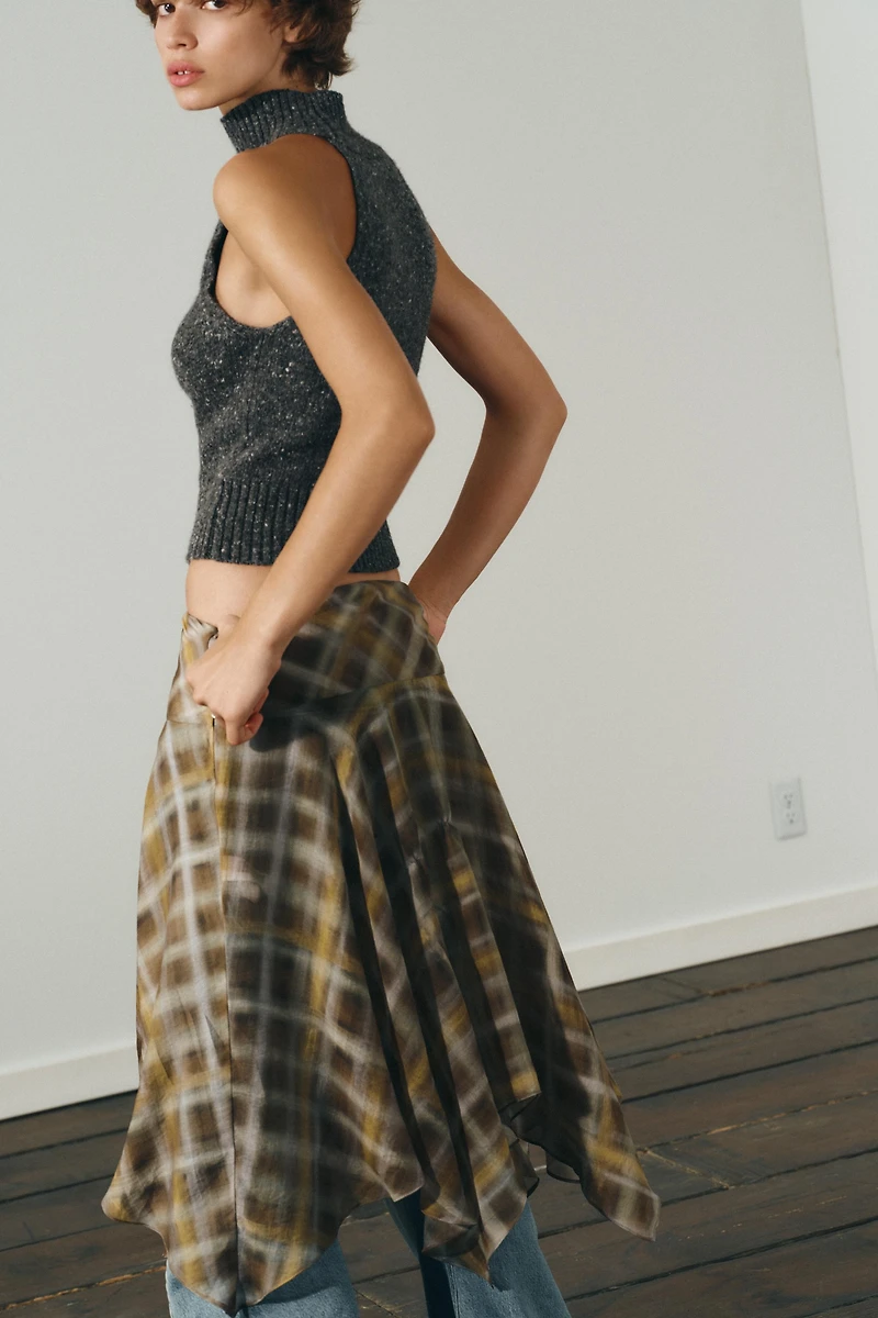 PLAID MIDI SKIRT