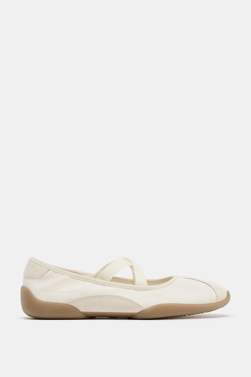 SPORTY BALLET FLATS WITH ELASTIC STRAPS