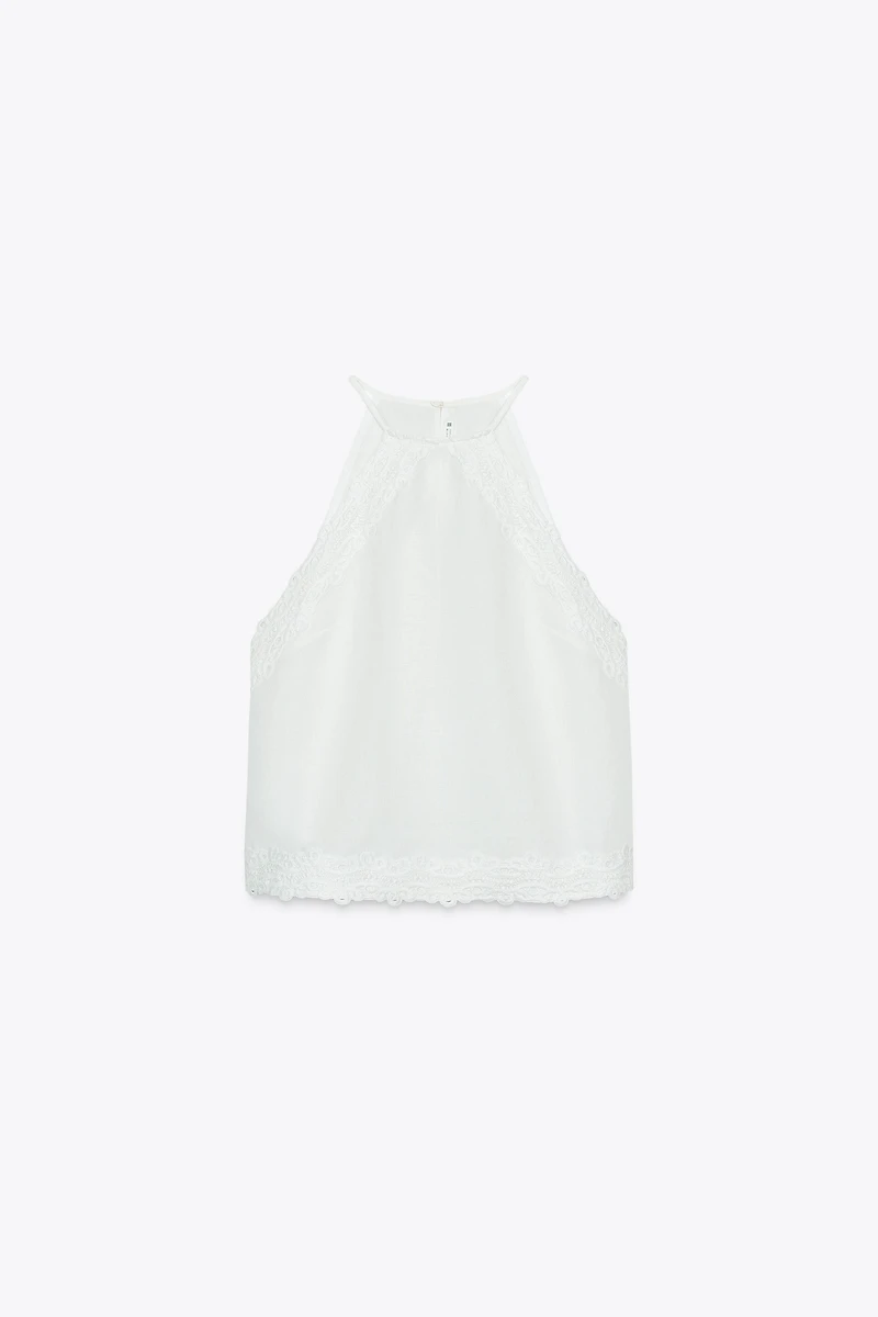HALTER TOP WITH CROCHET DETAIL