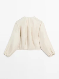 Frayed linen and silk bomber jacket
