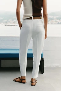BELTED FLOWY PANTS